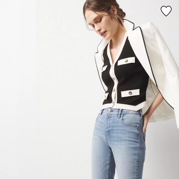 nwt WHITE HOUSE BLACK MARKET colorblock sweater vest m L - Picture 2 of 3